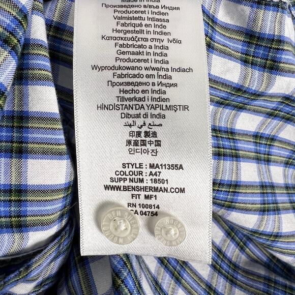 Ben Sherman Blue and White Checkered Dress Shirt - Picture 13 of 15